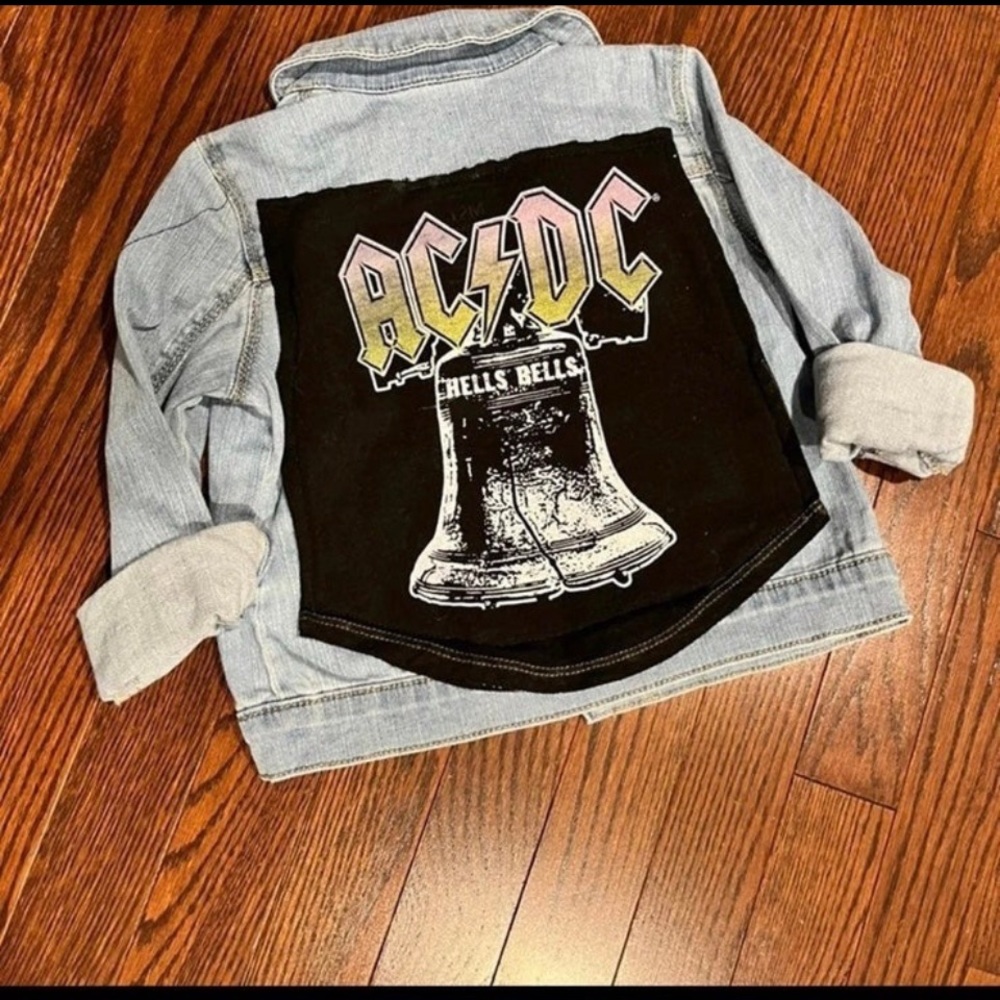 Upcycled AC / DC Graphic patched on Back 4t kids